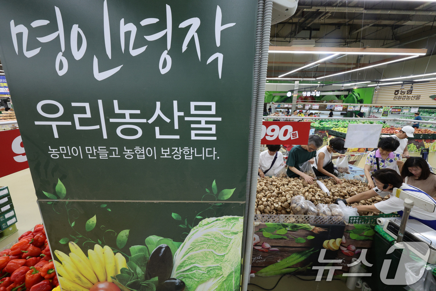 (서울=뉴스1) 신웅수 기자 = 1일 서울 서초구 하나로마트 양재점을 찾은 시민들이 우리 농산물을 고르고 있다.농림축산식품부는 이번 한미 통상협상에서 농업 분야에서는 특별히 논의된 …