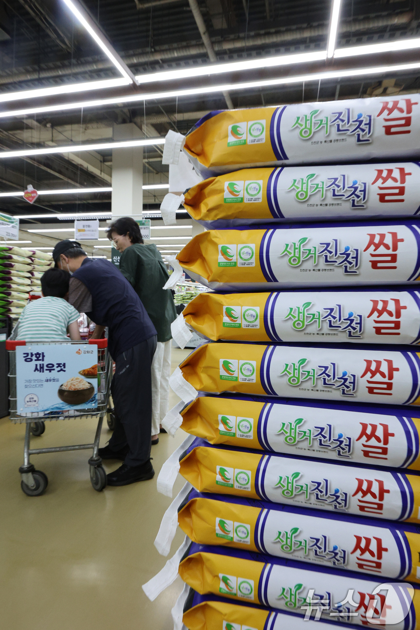 (서울=뉴스1) 신웅수 기자 = 1일 서울 서초구 하나로마트 양재점을 찾은 시민들이 쌀을 고르고 있다.대한민국은 이번 미국과의 관세 협상에서 쌀·소고기 추가 개방 없이 상호관세를 …