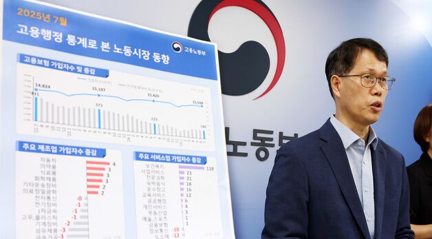 7월 노동시장 동향 설명하는 천경기 미래고용분석과장