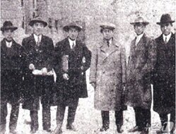 본문 이미지 - 1927년 2월 벨기에에서 열린 '세계피압박민족회의'에 참가한 이의경 지사(오른쪽 두 번째).(이미륵박사기념사업회 제공)