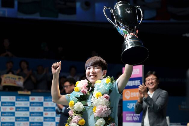 일본 '3쿠션 기대주' 모리, PBA 데뷔 1424일 만에 첫 우승