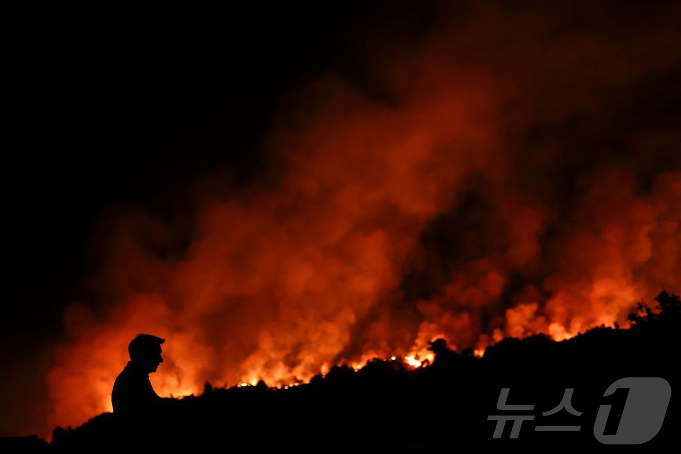 (AFP=뉴스1) 윤다정 기자 = 11일(현지시간) 포르투갈 트랑코주에서 산불이 거세게 타오르고 있다. 이날 포르투갈 중부와 북부에서는 대형 산불 3건이 발생해 진화 작업이 진행 …