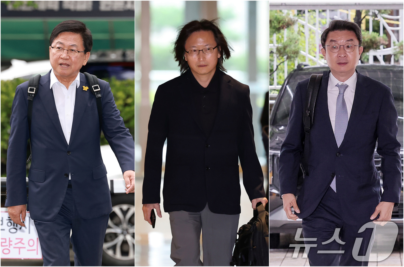 (서울=뉴스1) 김성진 장수영 권현진 기자 = 최교진 사회부총리 겸 교육부 장관 후보자(왼쪽부터), 주병기 공정거래위원장 후보자, 이억원 금융위원장 후보자가 각각 14일 오전 인사 …