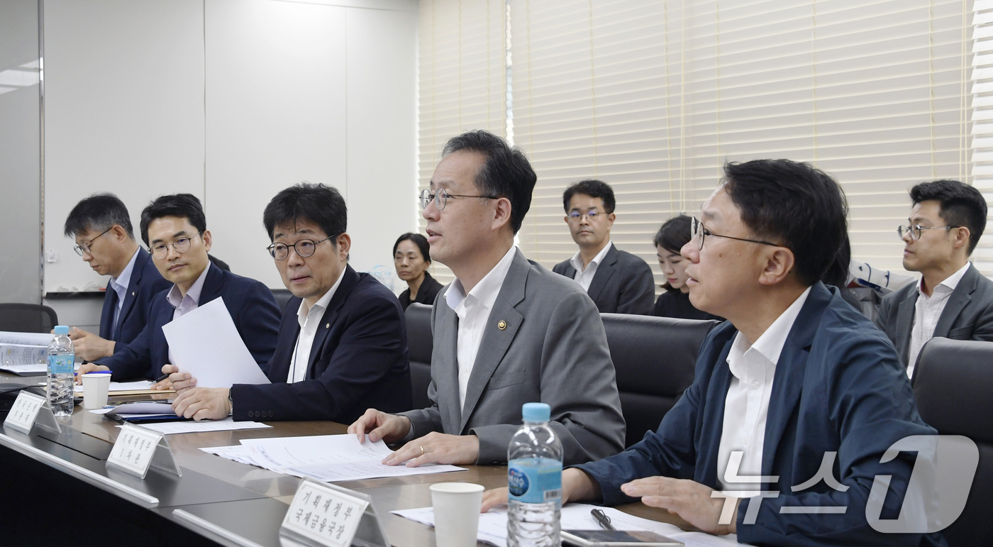 (서울=뉴스1) = 이형일 기획재정부 차관이 14일 서울 중구 은행회관에서 열린 '외환건전성협의회 겸 MSCI 전담반 회의'를 주재하고 있다. (기획재정부 제공. 재판매 및 DB …