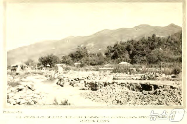 본문 이미지 - 1907년 8월 23일 일본에 의해 처참하게 모두 불에 탄 제천시내.(촬영:영국의 매켄지 기자·제천문화원·정삼철 전 충북학 연구소장 제공. 재판매 및 DB금지)/뉴스1   