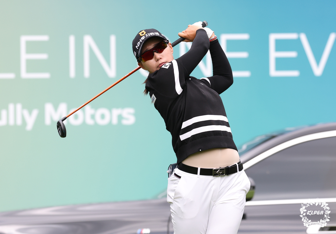 (서울=뉴스1) = 정윤지가 14일 경기 포천 몽베르CC에서 열린 '메디힐 한국일보 챔피언십' 3라운드 3번홀에서 티샷을 하고 있다. (KLPGA 제공. 재판매 및 DB 금지) 2 …