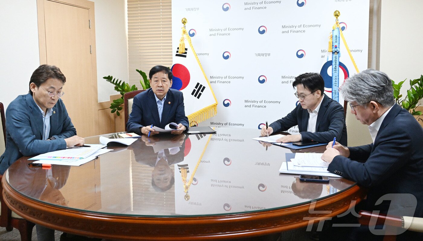 본문 이미지 - 구윤철 경제부총리 겸 기획재정부 장관이 17일 서울 종로구 정부서울청사에서 열린 석유화학산업 사업재편 진행상황 관계장관 현안간담회를 주재하고 있다. &#40;기획재정부 제공. 재판매 및 DB금지&#41; 2025.8.17/뉴스1