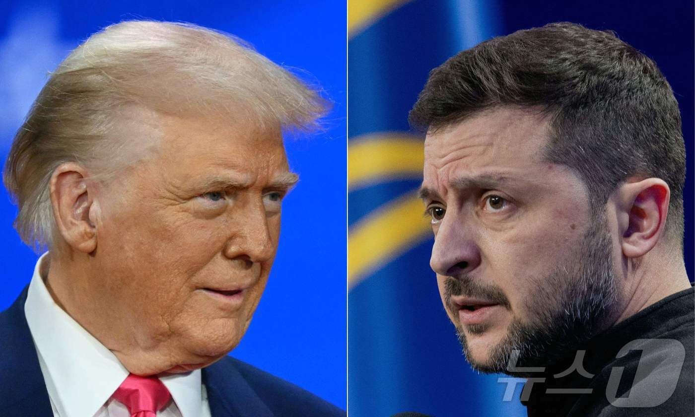 본문 이미지 - 도널드 트럼프 미국 대통령(왼쪽)과 볼로디미르 젤렌스키 우크라이나 대통령. 2025.02.25. ⓒ AFP=뉴스1 ⓒ News1 윤다정 기자