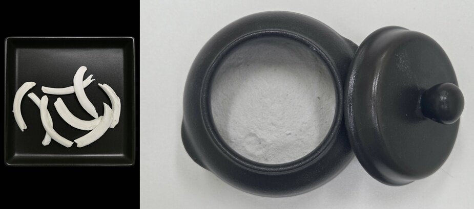 본문 이미지 - 수분해 처리된 돼지 뼈&#40;왼쪽&#41;와 뼈를 갈아 만든 골분&#40;네오메이션 제공&#41; ⓒ 뉴스1