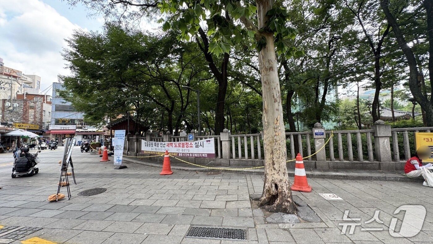 본문 이미지 - 장기판과 바둑판 등이 설치돼 북적였던 탑골공원 인근이 한산한 모습을 보이고 있다. 2025.8.20/뉴스1 ⓒNews1 송송이 기자