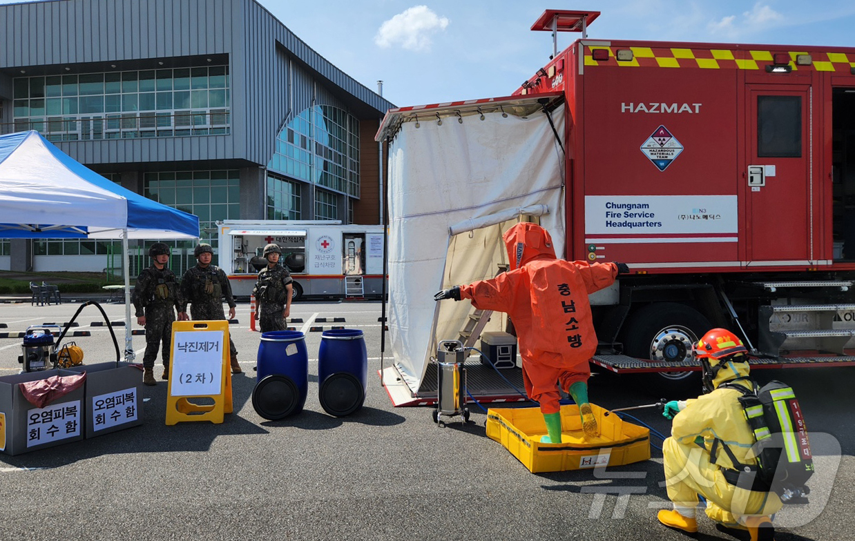 (금산=뉴스1) 이동원 기자 = 충남소방본부 119특수대응단은 20일 금산군종합체육관에서 직할 구조대원의 테러 대응 역량을 강화하고 관계기관과의 정보 공유를 통한 협업 체계 확립을 …