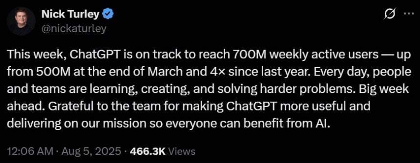 본문 이미지 - 닉 털리(Nick Turley) 오픈AI 제품 담당 부사장 엑스 갈무리