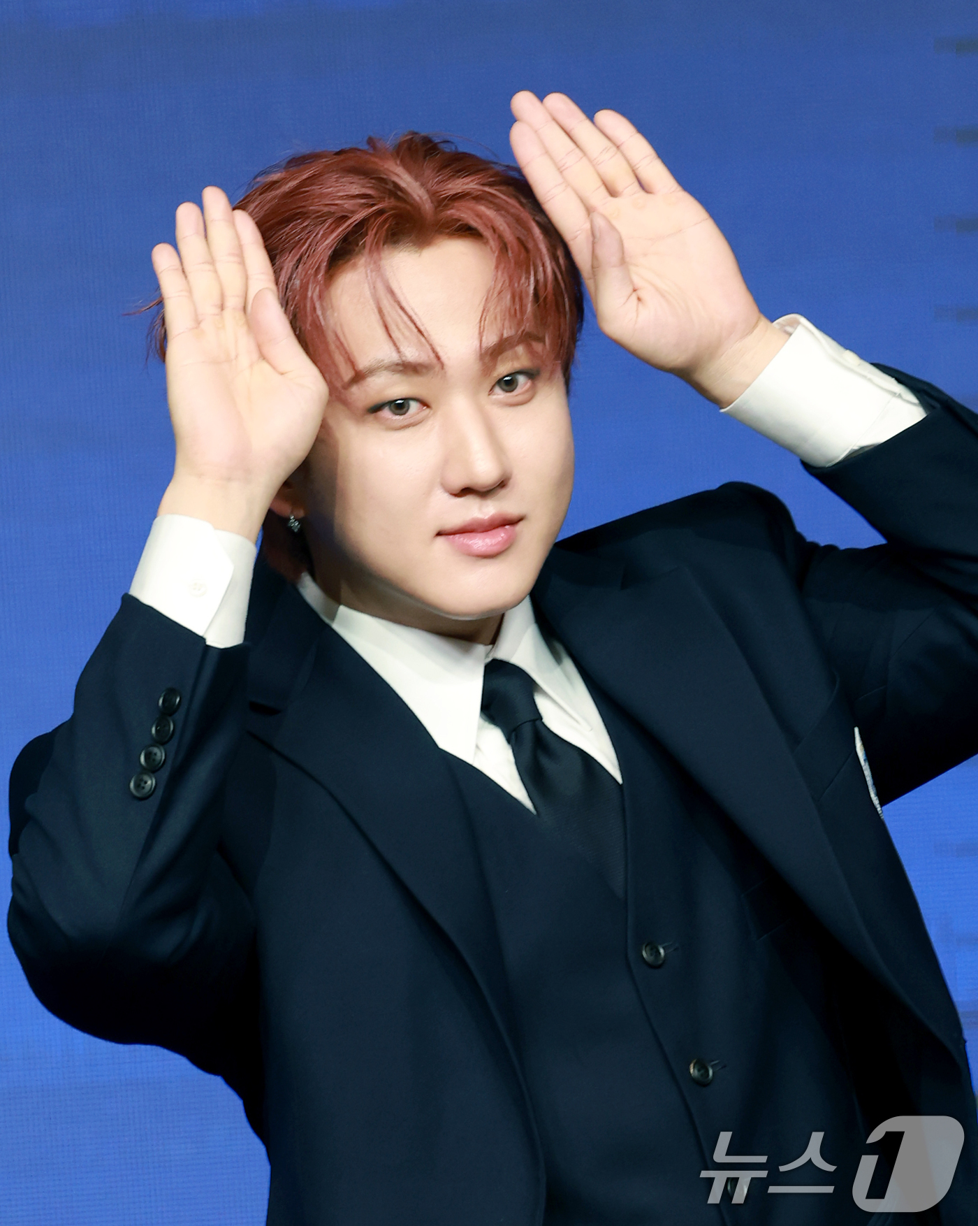 (서울=뉴스1) 권현진 기자 = 스트레이 키즈(Stray Kids) 창빈이 22일 오전 서울 영등포구 콘래드호텔에서 열린 네 번째 정규 앨범 ‘KARMA’ 기자간담회에 참석해 포즈 …