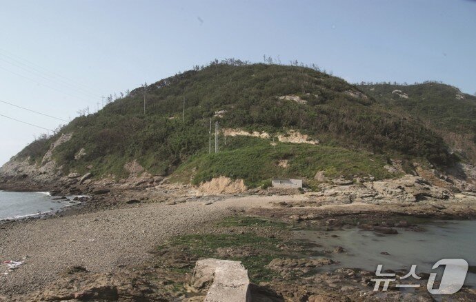 본문 이미지 - 탄항도에서 바라 본 독거도.썰물 때가 되면 자갈길이 드러나 탄항도와 독거도가 하나로 이어진다.&#40;이재언 저 &#39;한국의 섬&#39;갈무리&#41;/뉴스1 
