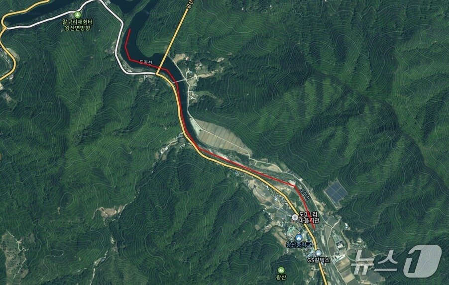 본문 이미지 - 도마천 하상정비 작업구간.&#40;강릉시 제공, 재판매 및 DB 금지&#41; 2025.8.22/뉴스1