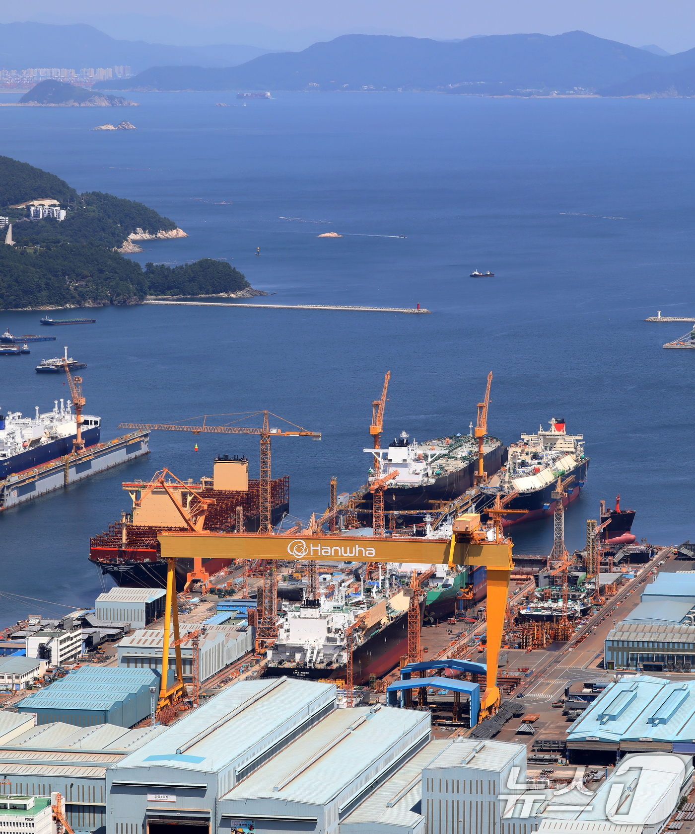 (거제=뉴스1) 윤일지 기자 = 한미 정상회담을 계기로 1500억 달러(약 208조 원) 규모의 '마스가(MASGA·미국 조선업을 다시 위대하게)' 프로젝트가 본격 시작된 가운데 …