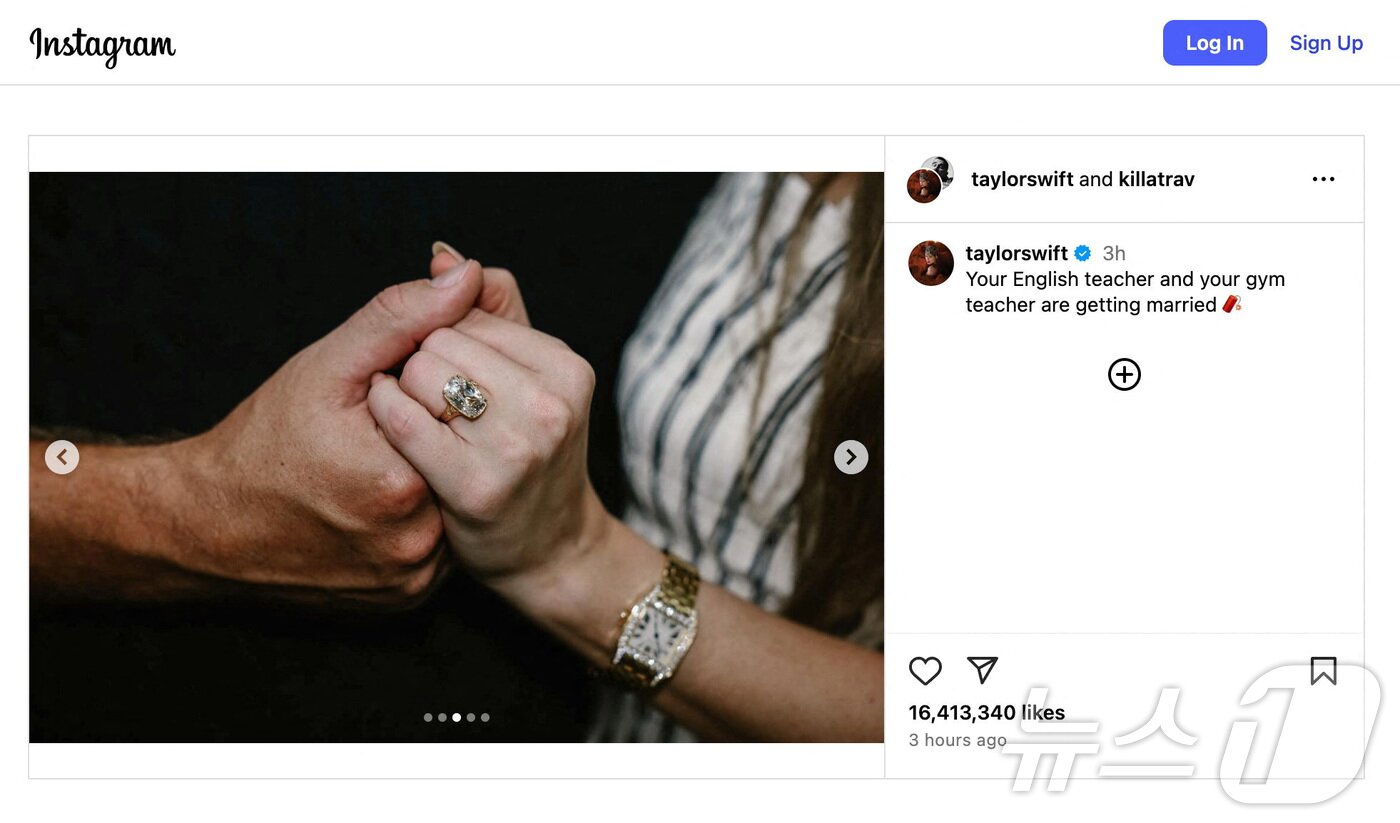 본문 이미지 - 인스타에 공개된 테일러 스위프트의 약혼 반지 &#40;테일러 스위프트 인스타그램. 재판매 및 DB금지&#41; 2025.8.27/뉴스1 ⓒ News1