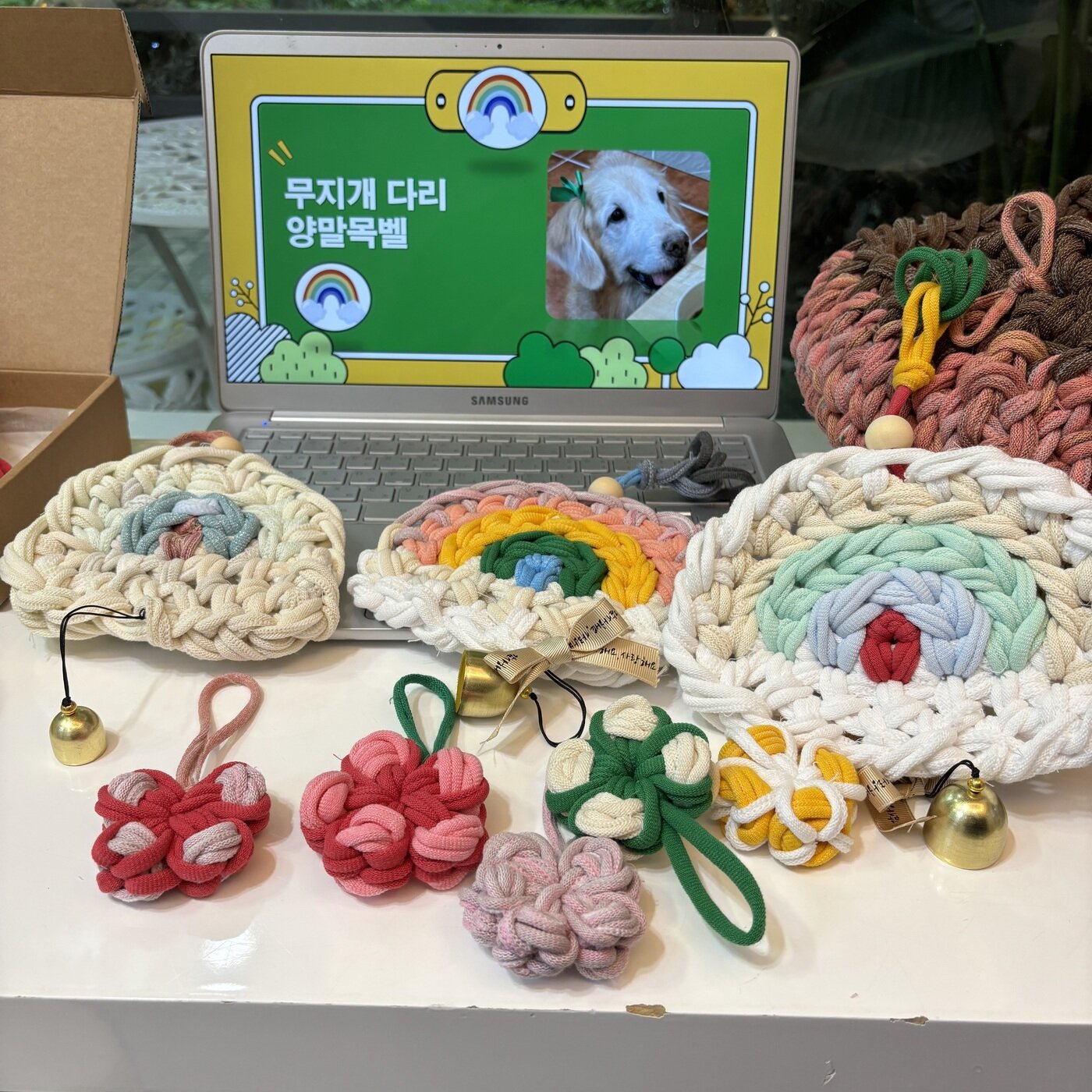 본문 이미지 - 굿모닝펫동물병원은 양말목벨을 만들며 떠난 반려동물을 기리는 무지개클래스를 운영하고 있다(동물병원 제공). ⓒ 뉴스1