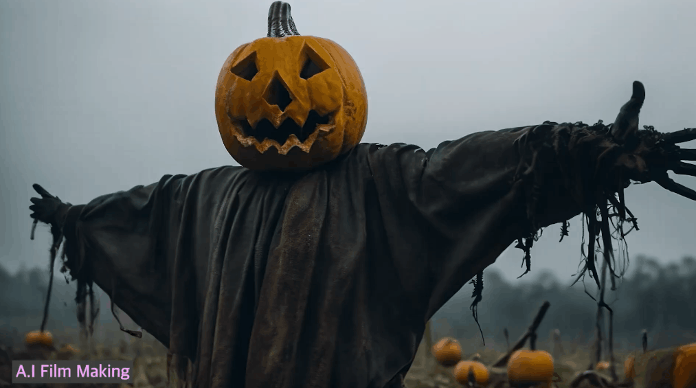 본문 이미지 - 2024년 제1회 두바이 국제 AI 영화제 대상작 '원 모어 펌킨'. AI 특유의 표현이 남아 있다.