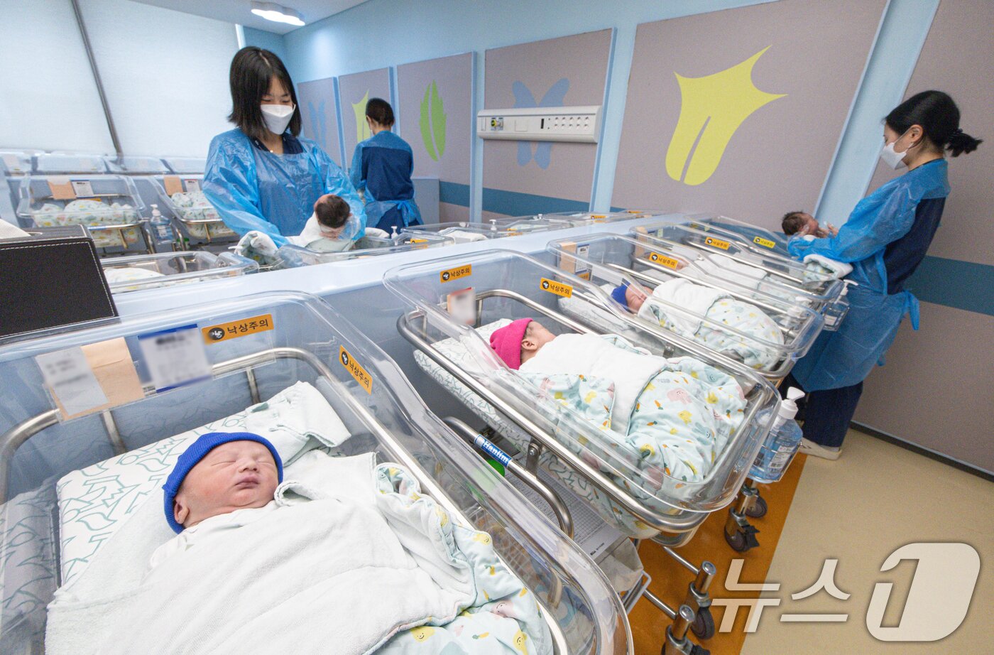 본문 이미지 - 경기도 고양시 일산동구 일산차병원 신생아실의 모습. 2025.8.27/뉴스1 ⓒ News1 이재명 기자