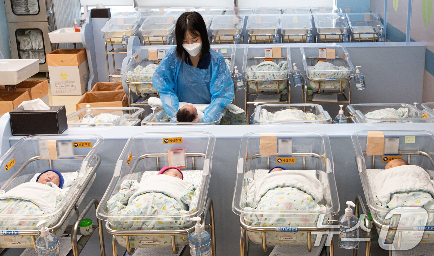 본문 이미지 - 경기도 소재 한 병원의 신생아실의 모습. /뉴스1 ⓒ News1 이재명 기자