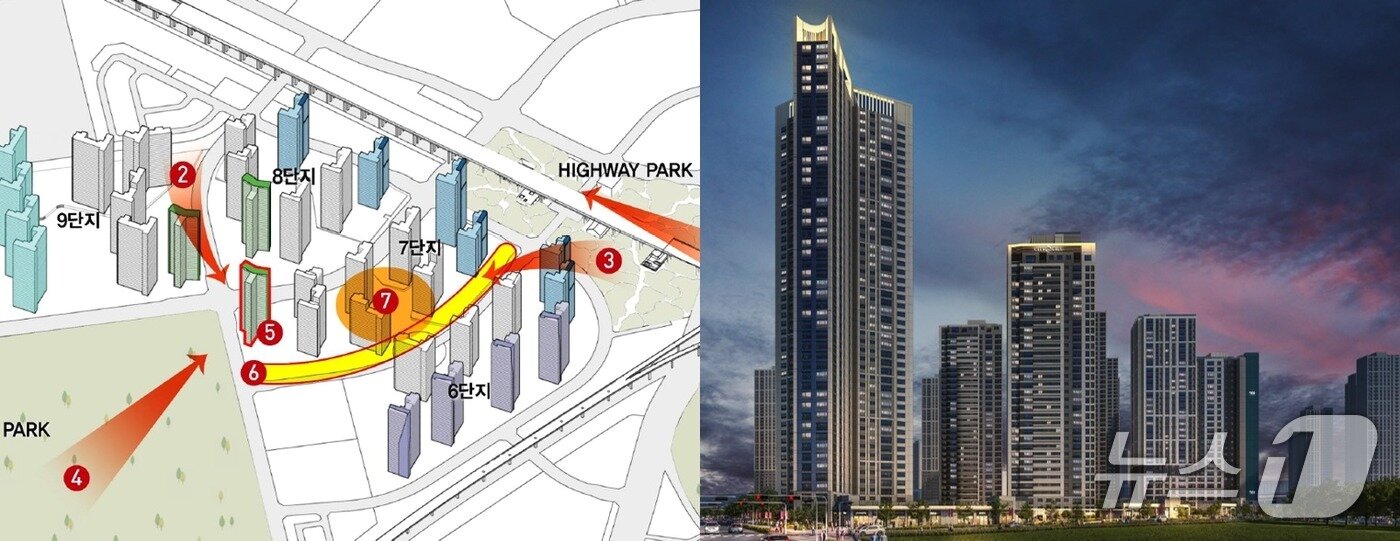 본문 이미지 -  인천 시티오씨엘 7단지 일대 조감도 &#40;HDC현대산업개발 제공&#41;
