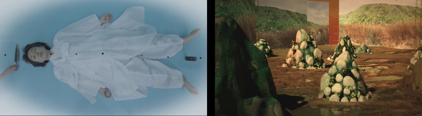 본문 이미지 - 임영주 '고 故 The Late' 2023-2025(좌)과 언메이크랩, '뉴-빌리지', 2025 (국립현대미술관 제공)