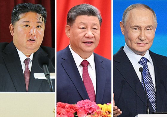 본문 이미지 - 김정은 북한 노동당 총비서, 시진핑 중국 국가주석, 블라디미르 푸틴 러시아 대통령&#40;왼쪽부터&#41;. &#40;뉴스1 DB&#41; 2025.08.28/뉴스1
