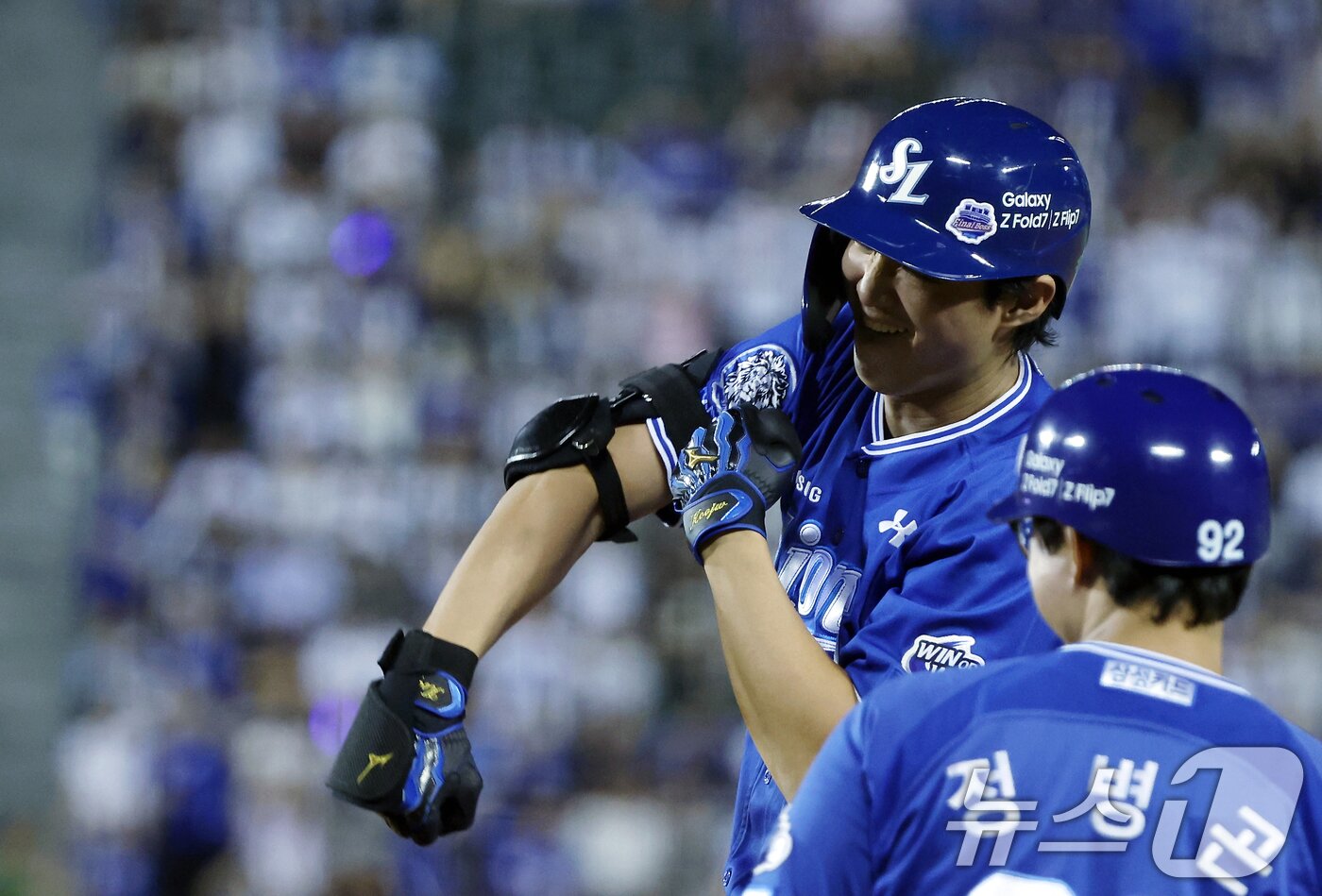 본문 이미지 - 기뻐하는 삼성 라이온즈 구자욱. 2025.8.28/뉴스1 ⓒ News1 박정호 기자