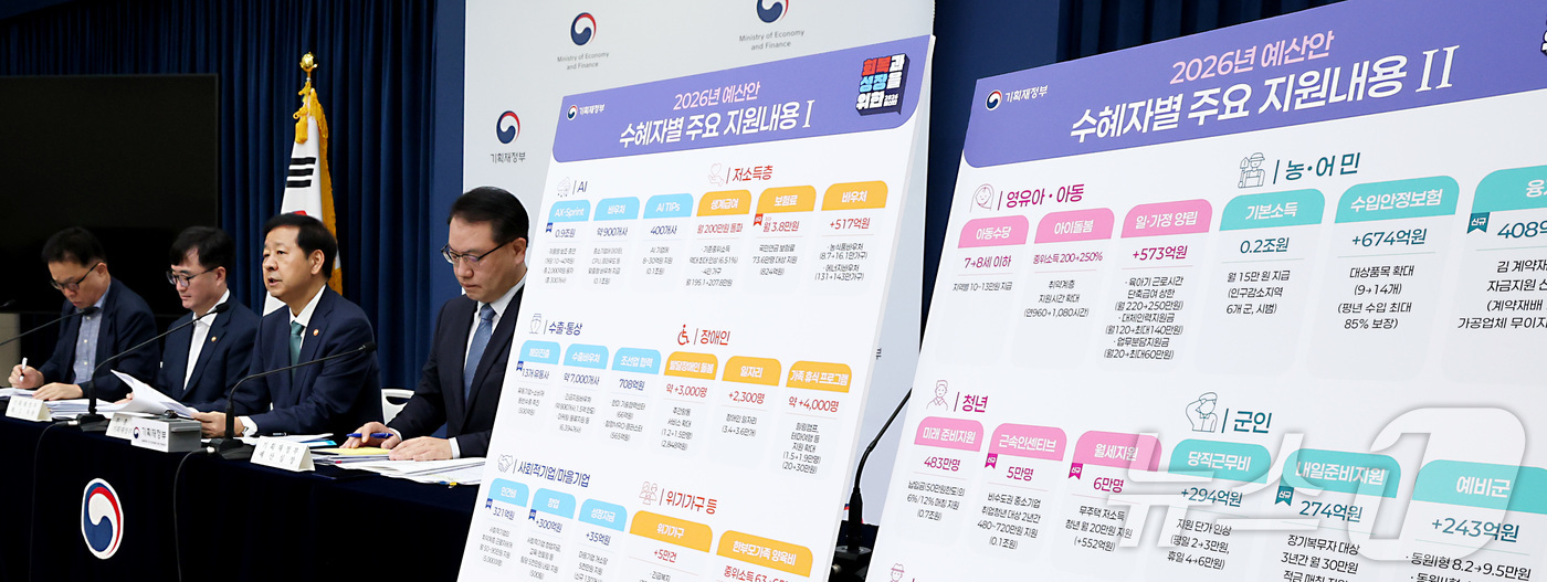 (세종=뉴스1) 김기남 기자 = 구윤철 경제부총리 겸 기획재정부 장관이 지난 28일 세종시 정부세종청사 중앙동에서 열린 2026년 예산안 및 2025-2029 국가재정운용계획을 발 …