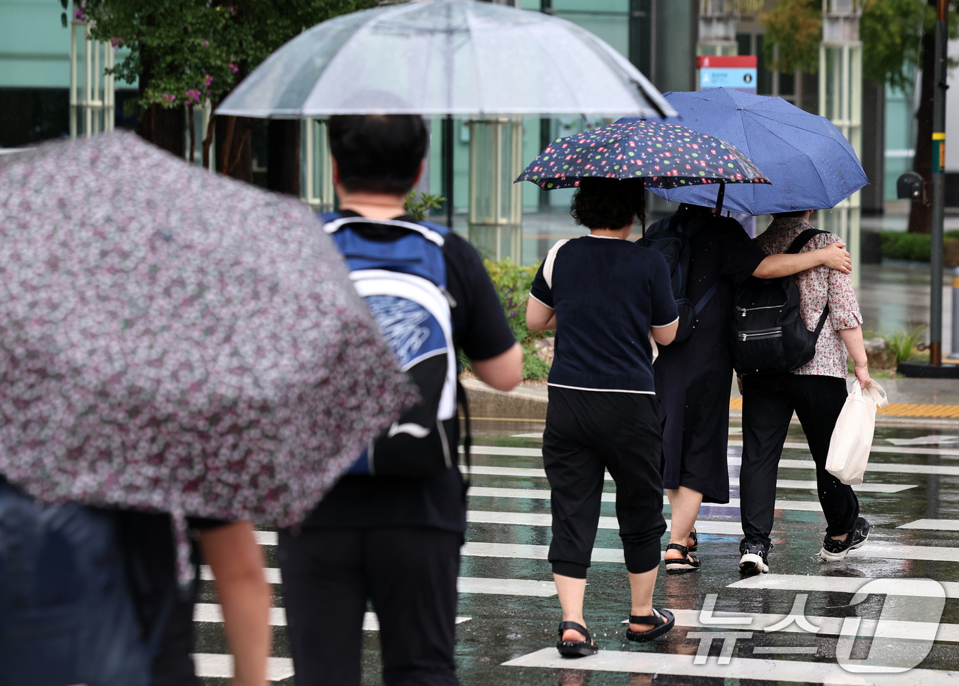 (서울=뉴스1) 구윤성 기자 = 29일 오후 서울 종로 일대에서 시민들이 우산을 쓰고 걷고 있다. 2025.8.29/뉴스1
