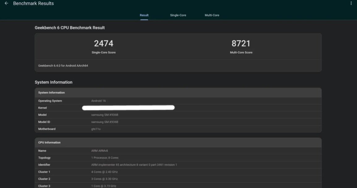 본문 이미지 - 갤럭시탭S11 울트라 유출 벤치마크&#40;Techmaniacs 갈무리&#41;/뉴스1