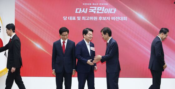 "인권탄압"vs"추하다" 국힘 당권주자들, 尹 체포·재입당 두고 설전
