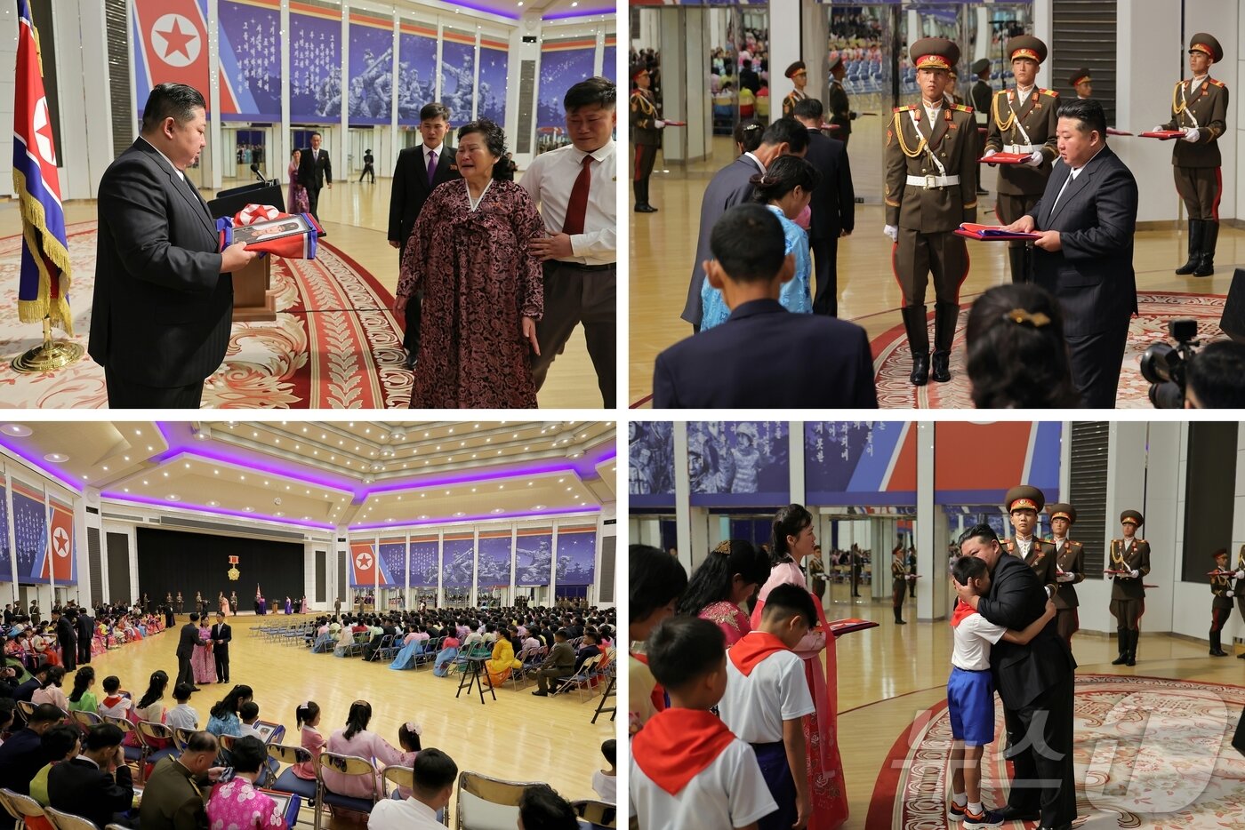 본문 이미지 - (평양 노동신문=뉴스1) = 북한 노동당 기관지 노동신문은 30일 "김정은 총비서가 지난 29일 목란관에서 해외 군사작전에서 특출한 공훈을 세운 참전 열사들의 유가족들을 만나 따뜻이 위로해 주었다"라고 보도했다. [국내에서만 사용가능. 재배포 금지. DB 금지. For Use Only in the Republic of Korea. Redistribution Prohibited] rodongphoto@news1.kr