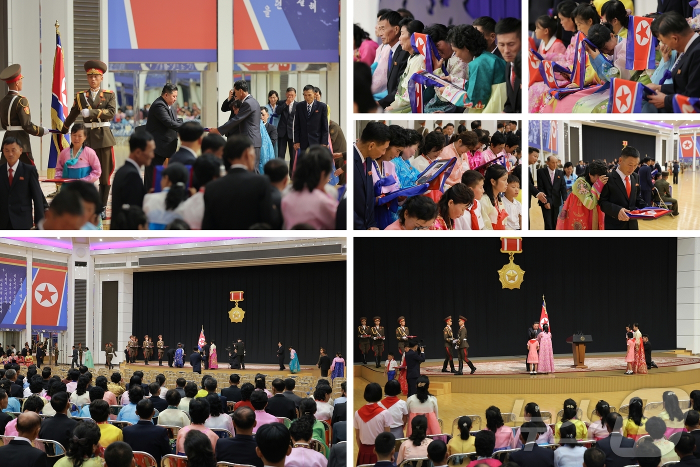 (평양 노동신문=뉴스1) = 북한 노동당 기관지 노동신문은 30일 "김정은 총비서가 지난 29일 목란관에서 해외 군사작전에서 특출한 공훈을 세운 참전 열사들의 유가족들을 만나 따뜻 …