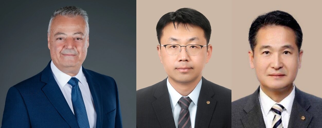 본문 이미지 - 왼쪽부터 라피 발타 한화파워시스템 대표이사 내정자, 최석진 한화호텔앤드리조트 리조트 부문 대표이사 내정자, 김경수 한화호텔앤드리조트 에스테이트 부문 대표이사 내정자. &#40;한화그룹 제공&#41;