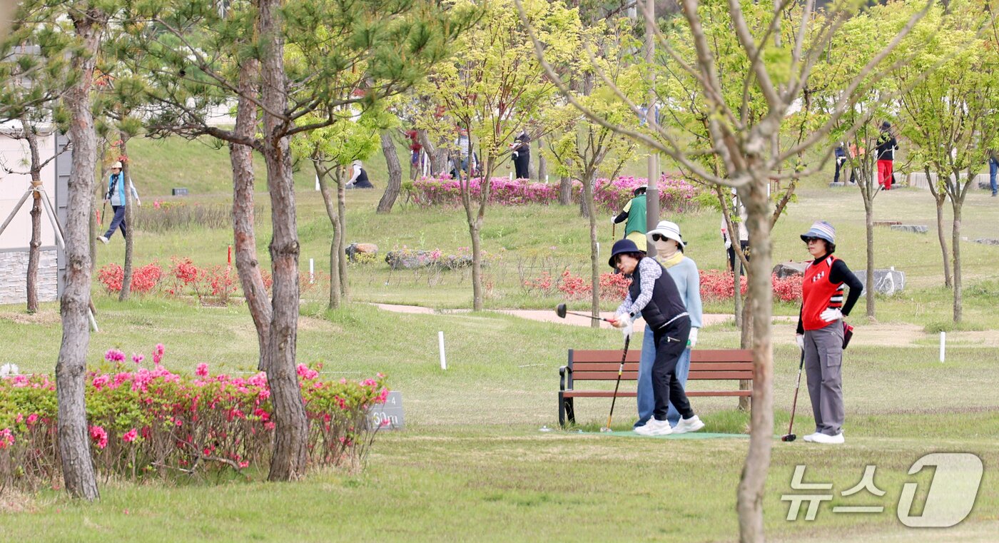 본문 이미지 - 전북 임실군 오수파크골프장에서 동호인들이 경기를 하고 있다.(임실군제공. 재판매 및 DB금지)2025.8.5/뉴스1