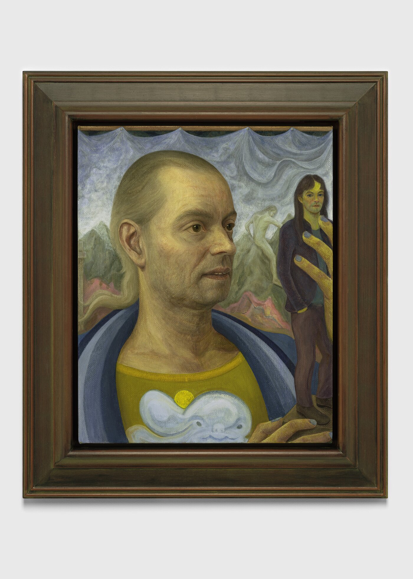 본문 이미지 - STEVEN SHEARER Figurine Peddler 2025 Oil on jute in artist’s frame Image 53 x 42.5 x 2 cm / 20 7/8 x 16 3/4 x 7/8 in Frame 72 x 61.5 x 4.5 cm / 28 3/8 x 24 1/4 x 1 3/4 in SHEAS61834 Courtesy the artist and Galerie Eva Presenhuber, Zurich / Vienna ⓒ the artist Photo: Steven Shearer Studio (갤러리 에바 프레젠후버 제공)
