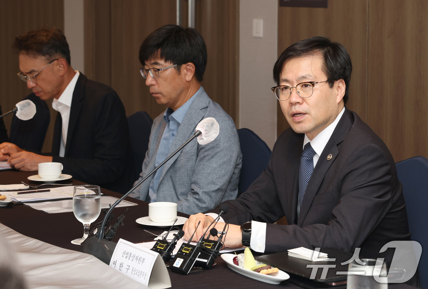 (서울=뉴스1) = 여한구 산업통상자원부 통상교섭본부장이 7일 서울 중구 롯데호텔에서 '2025년 제2차 통상정책자문위원회'를 주재하고 있다. (산업통상자원부 제공. 재판매 및 D …