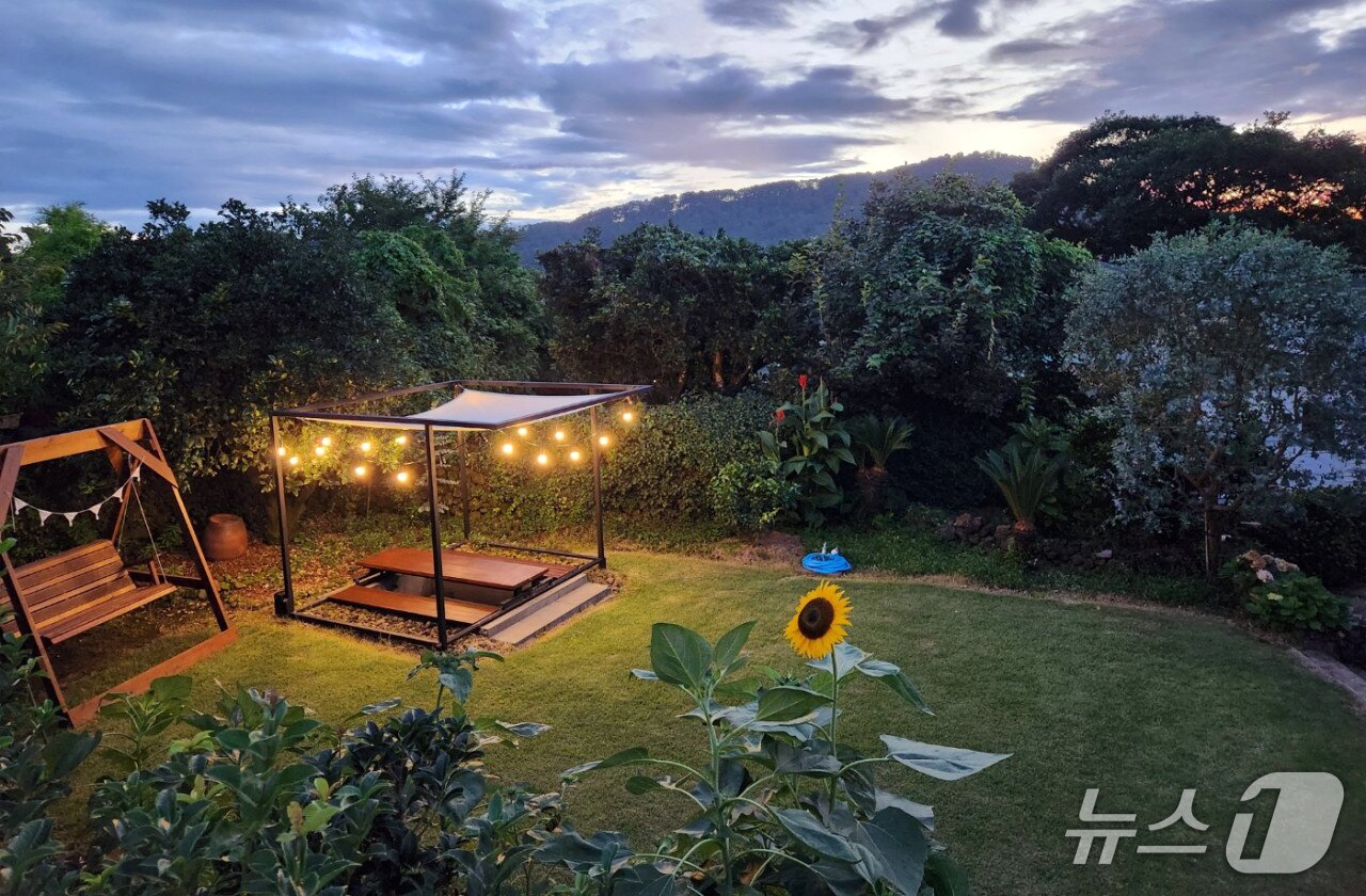 본문 이미지 - 제주시 애월읍 하가리에 있는 독채 펜션 '오소록'의 정원.(오소록 제공, 재판매 및 DB 금지)