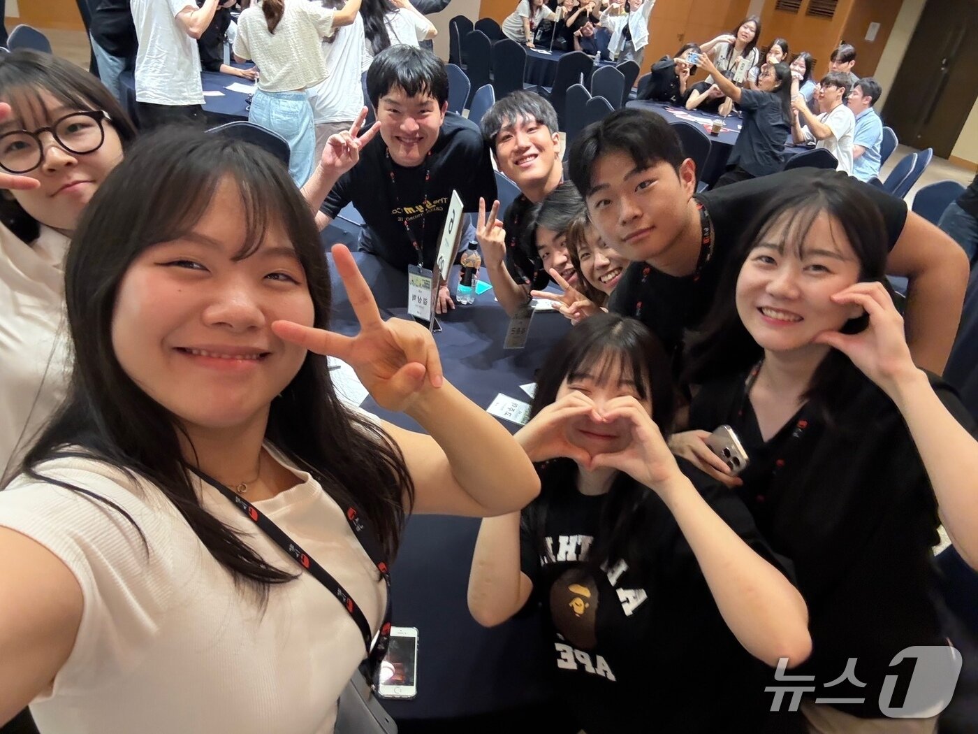 본문 이미지 - 7일 경기 광주시 곤지암리조트에서는 뉴스1 대학생 미래캠프 레크리에이션이 진행됐다. 참가자들이 행사를 즐기고 있다. 2025.8.7/뉴스1 ⓒ News1 문대현 기자