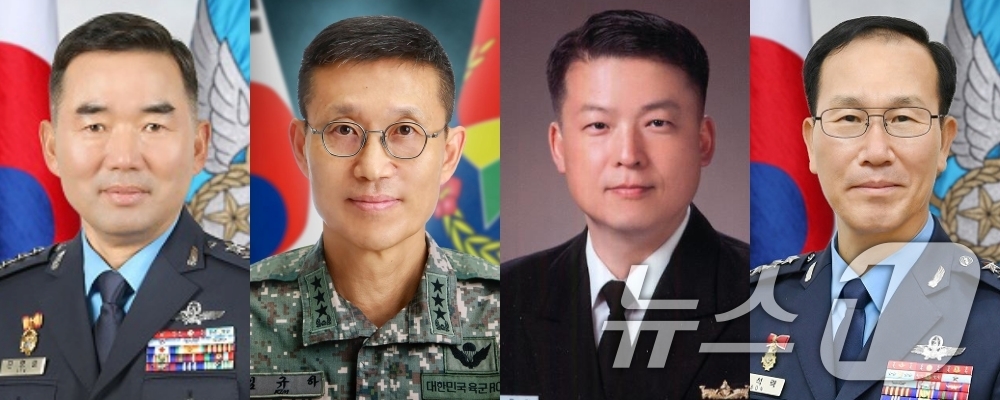 (서울=뉴스1) = 정부가 군 수뇌부 인사를 1일 발표했다.왼쪽부터 합참의장에 내정된 진영승 전략사령관, 육군총장에 내정된 김규하 미사일전략사령관, 해군총장에 내정된 강동길 합참 …