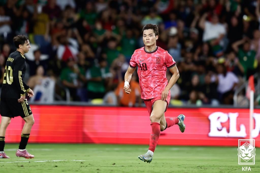 본문 이미지 - 멕시코를 상대로 득점 후 기뻐하는 오현규&#40;대한축구협회 제공&#41;