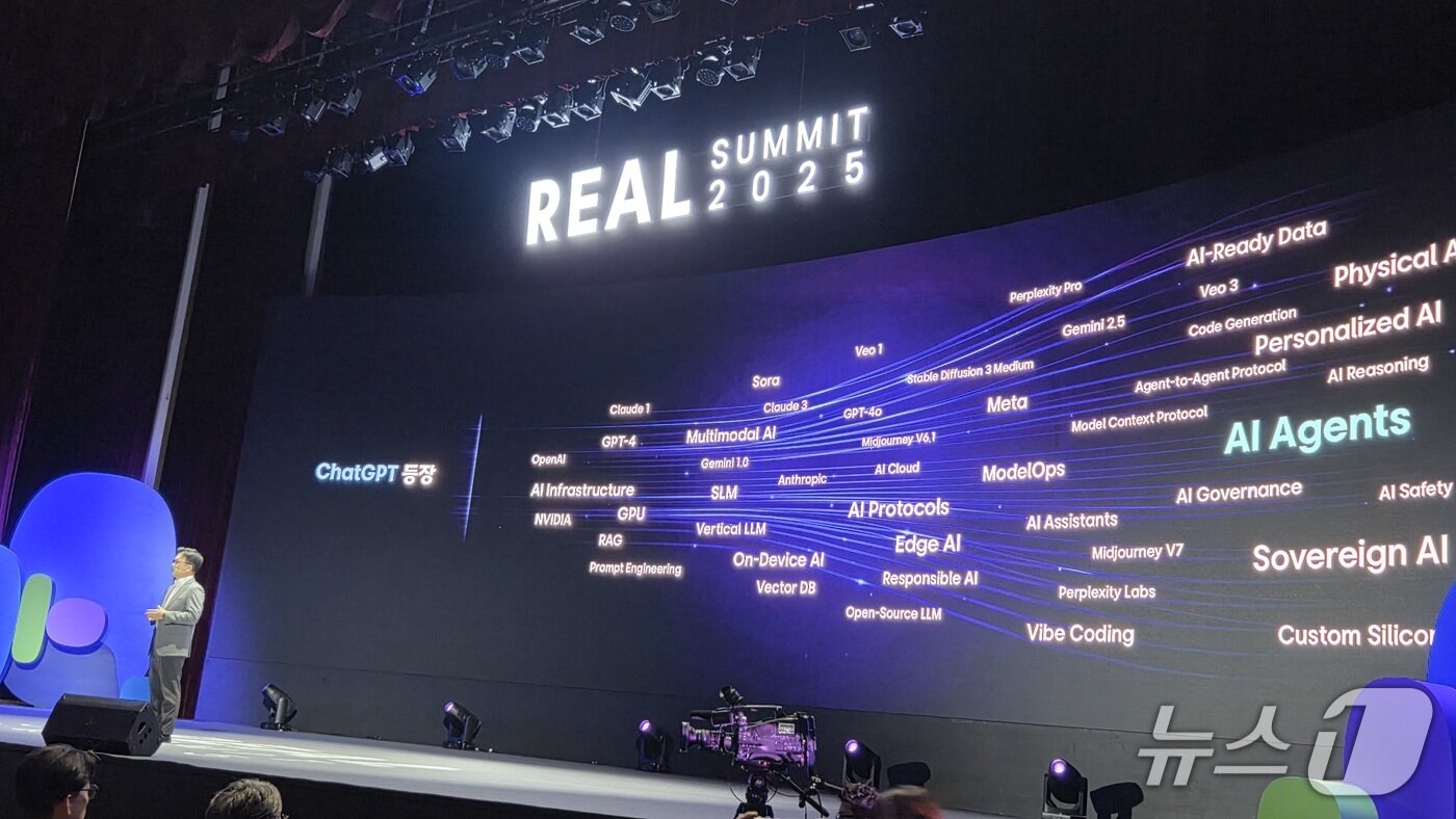 본문 이미지 - 이준희 삼성SDS 대표이사 사장이 리얼 서밋 2025 키노트 세션에서 발언하고 있다. 2025.9.11 뉴스1 ⓒ News1 김민석 기자