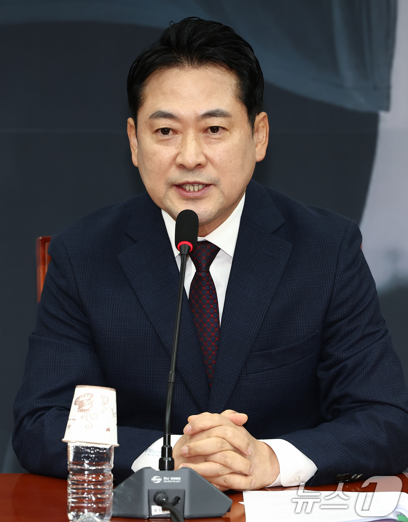 (서울=뉴스1) 김민지 기자 = 장동혁 국민의힘 대표가 11일 오후 서울 여의도 국회에서 이재명 대통령 취임 100일 기자회견 관련 입장 발표를 하고 있다. 2025.9.11/뉴스 …