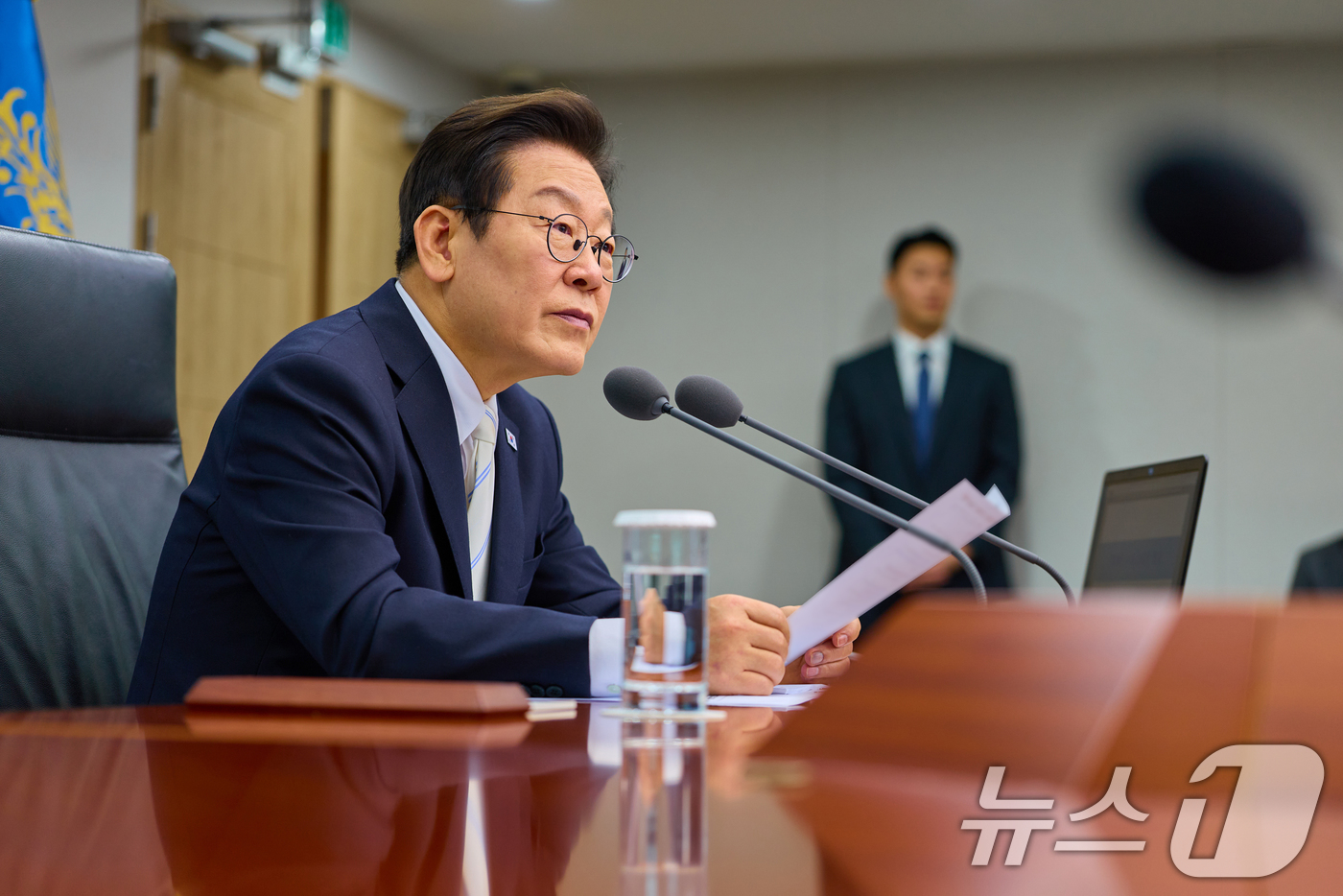 (서울=뉴스1) 허경 기자 = 이재명 대통령이 11일 서울 용산 대통령실 청사에서 열린 수석·보좌관 회의에서 발언하고 있다. (대통령실 제공. 재판매 및 DB 금지) 2025.9. …