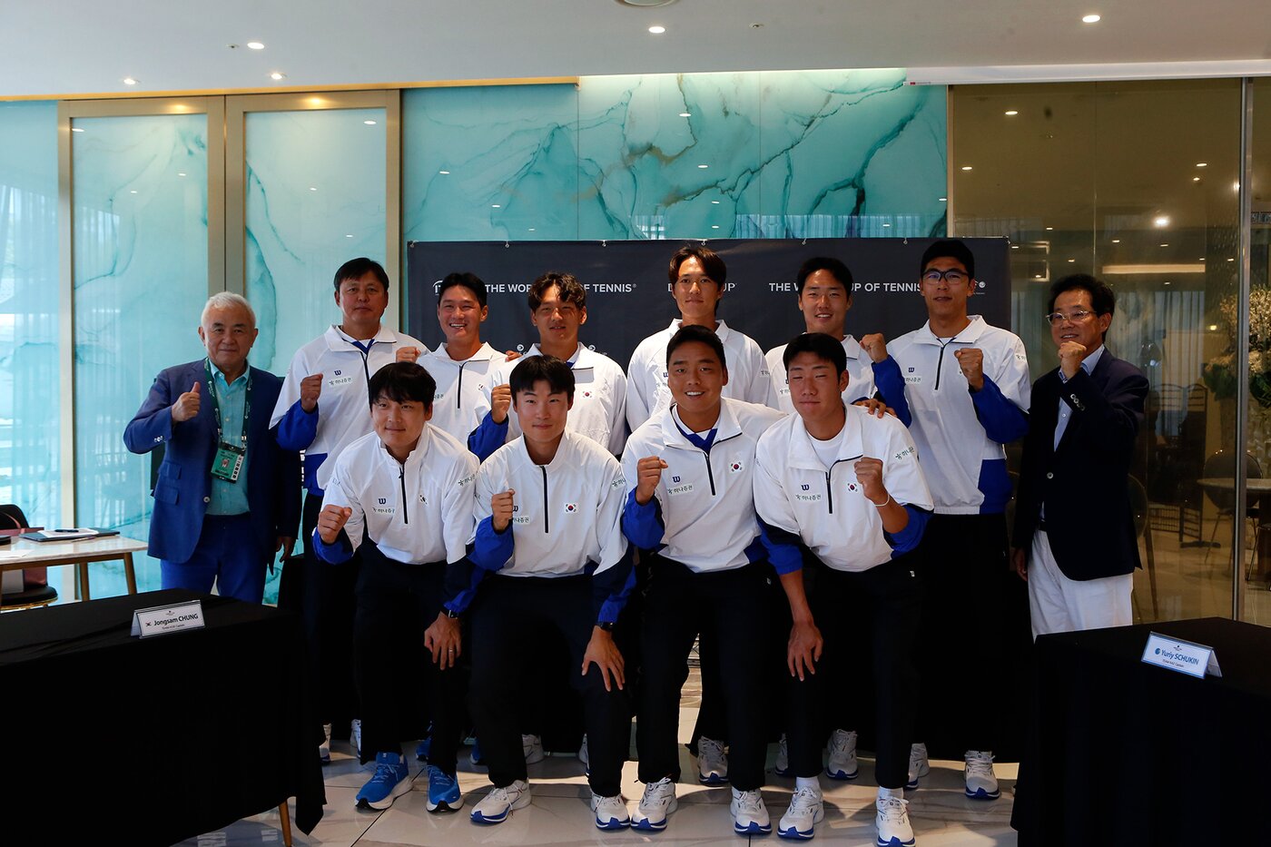 본문 이미지 - 데이비스컵에 나서는 한국 테니스 대표팀.&#40;대한테니스협회 제공&#41;