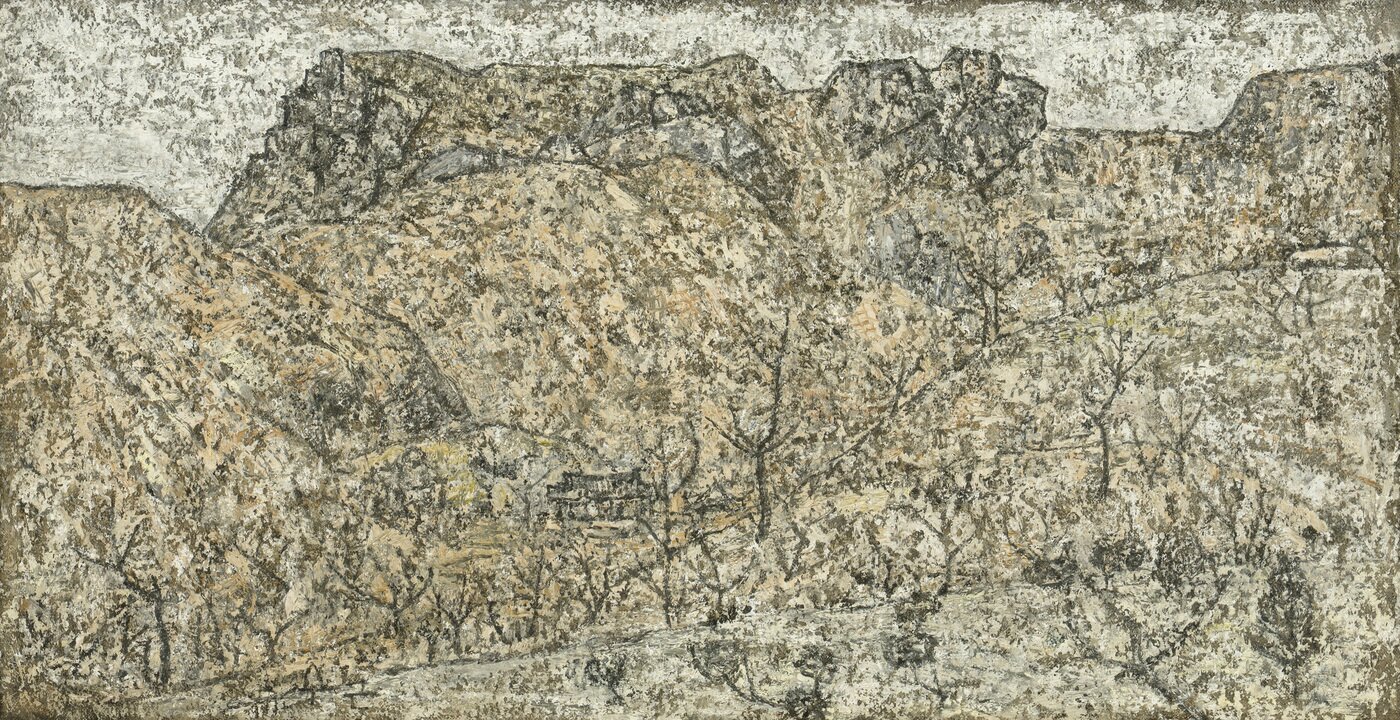 본문 이미지 - 박수근의 &#39;산&#39;&#40;1959&#41; oil on canvas, 36&times;70cm&#40;케이옥션 제공&#41;