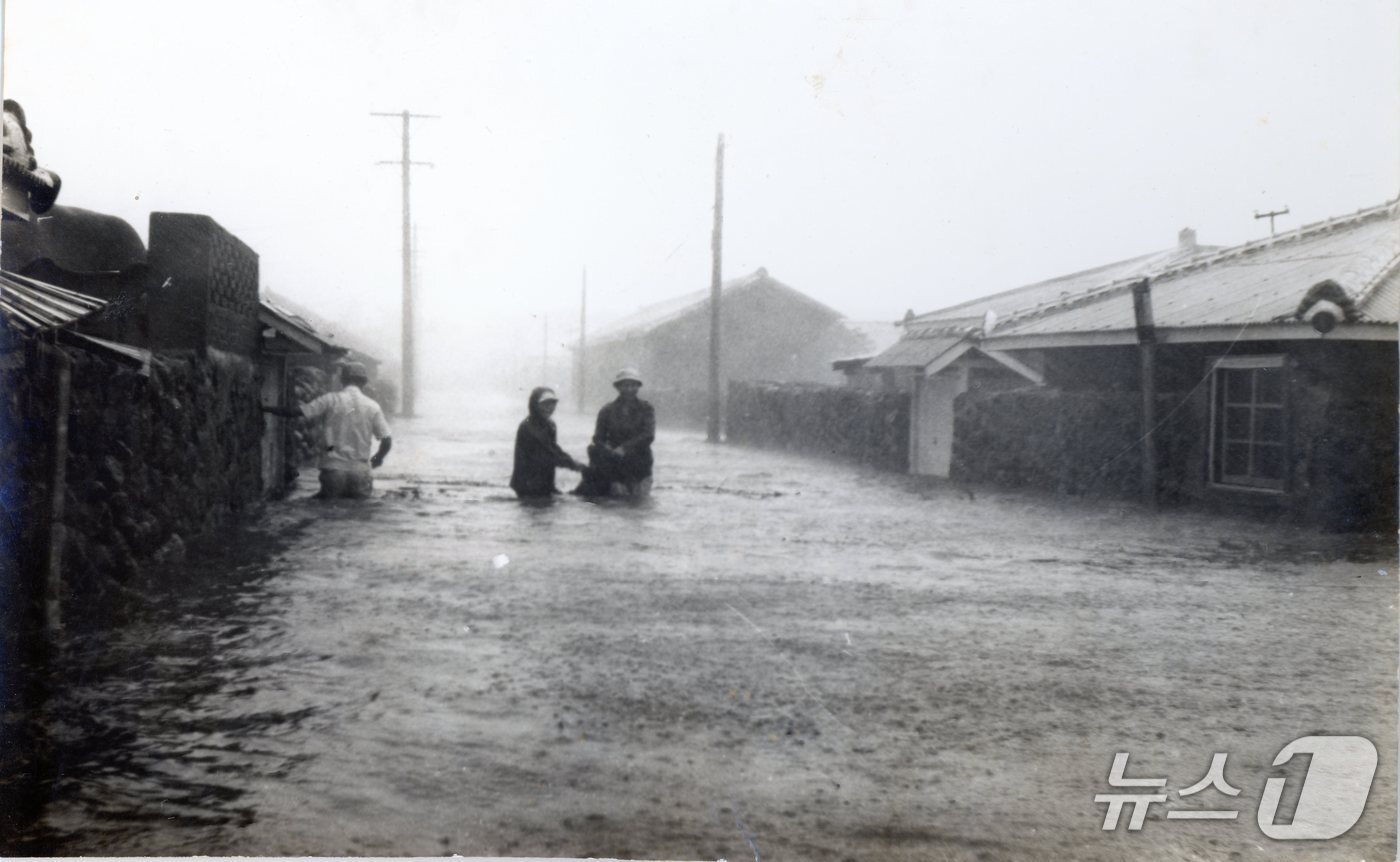 본문 이미지 -   故 홍성흠 선생이 촬영한 사라 태풍 당시 모습&#40;제주학연구센터 제공. 재판매 및 DB금지&#41;/뉴스1…