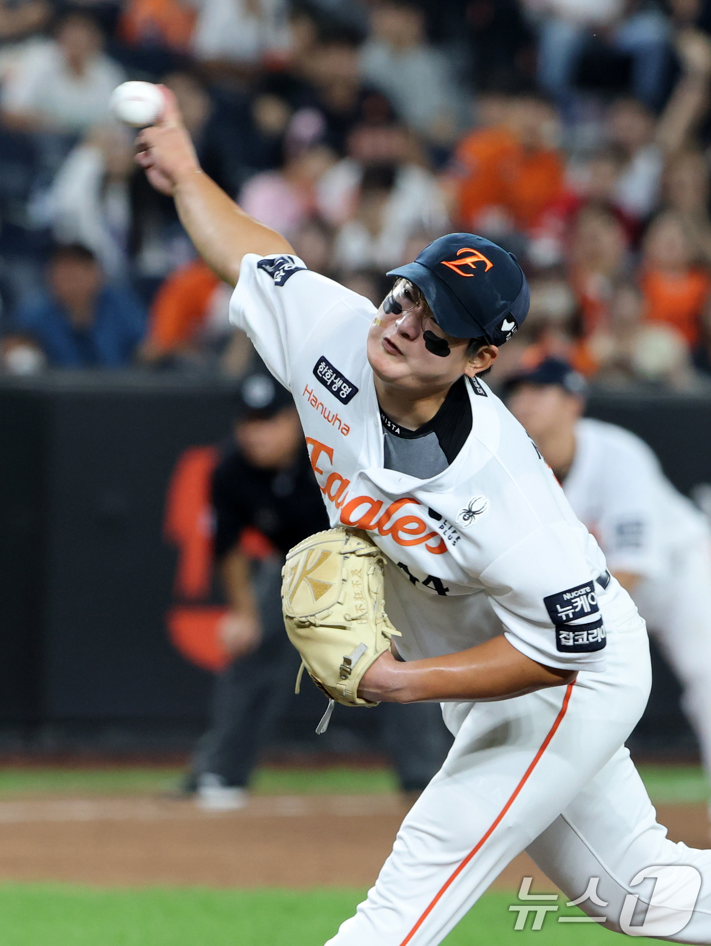 (대전=뉴스1) 김기태 기자 = 15일 오후 대전 한화생명 볼파크에서 열린 프로야구 '2025 신한 SOL뱅크 KBO 리그' 키움 히어로즈와 한화 이글스 경기에서 한화 투수 김서현 …